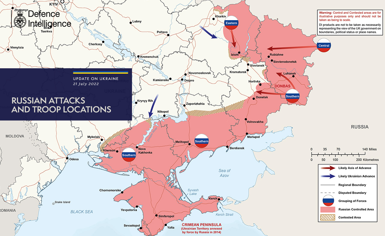 Карта боевых действий в Украине от британской разведки: что изменилось