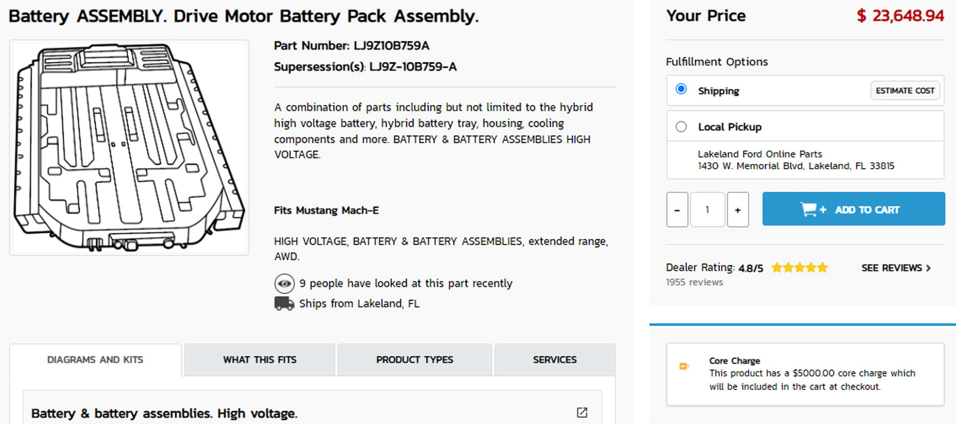 Дороже нового кроссовера с ДВС: названа цена батареи электрического Ford Mustang