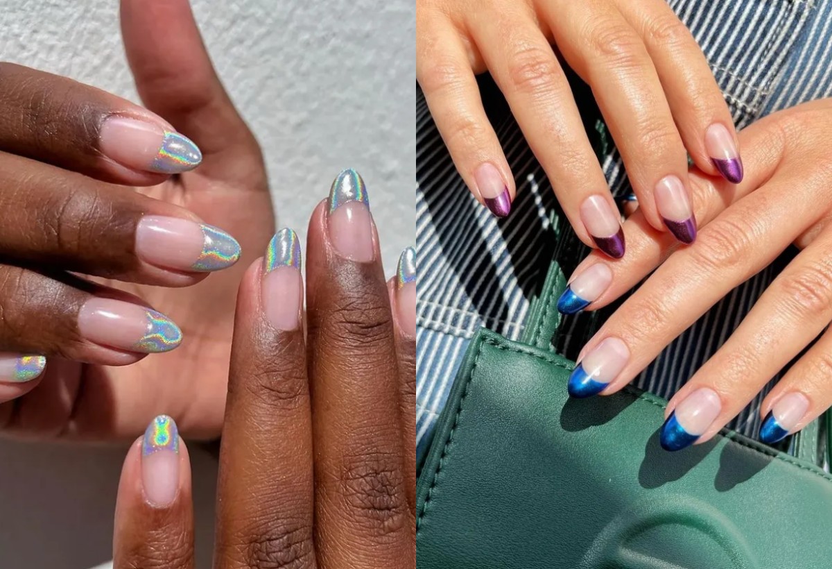 Ніжний "френч" зі святковими елементами: ідеї манікюру до Нового року 2025