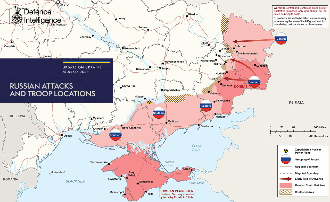 Карта войны в Украине на 15 марта: данные британской разведки