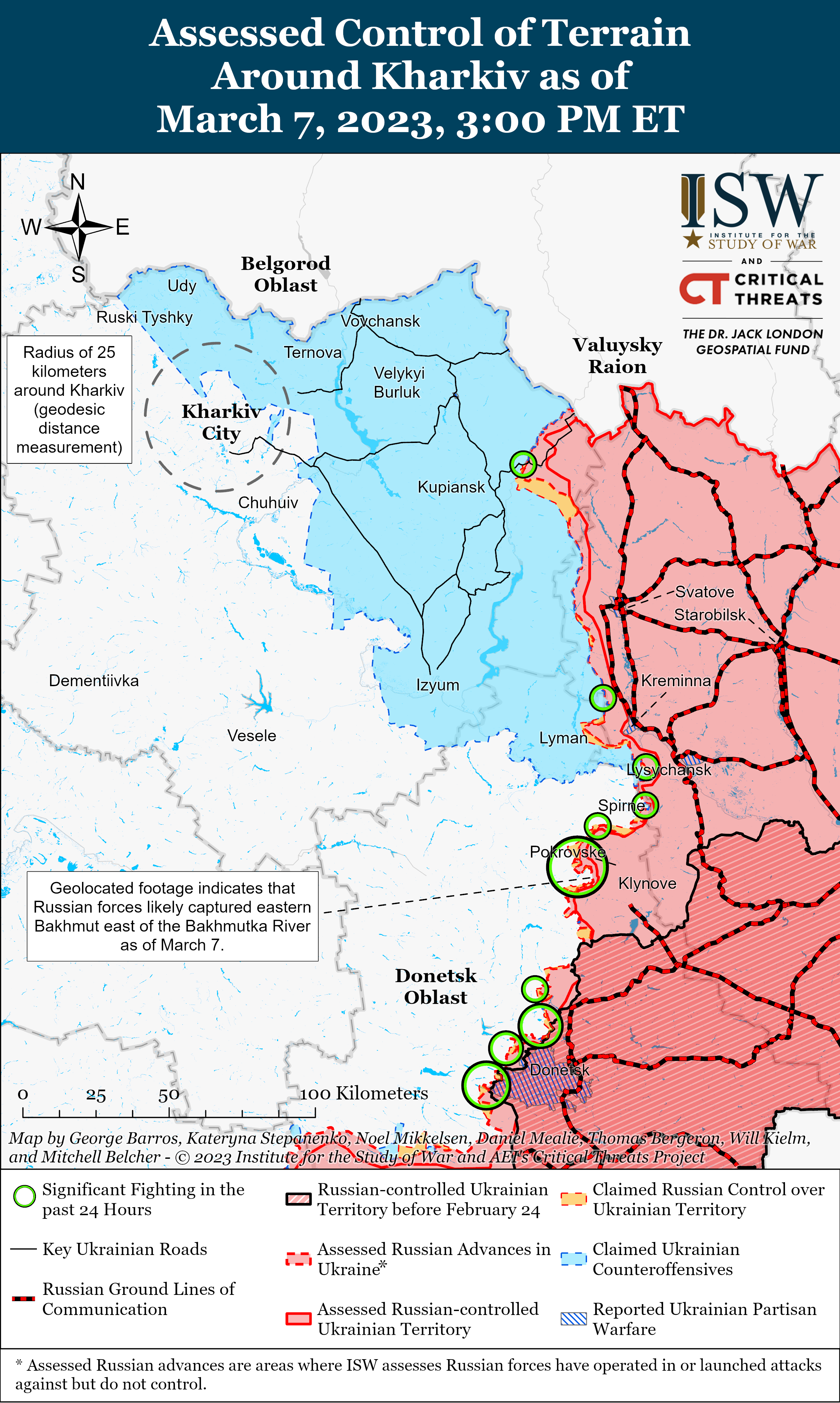 ВСУ проводят контратаки к западу от Бахмута: карты боев от ISW