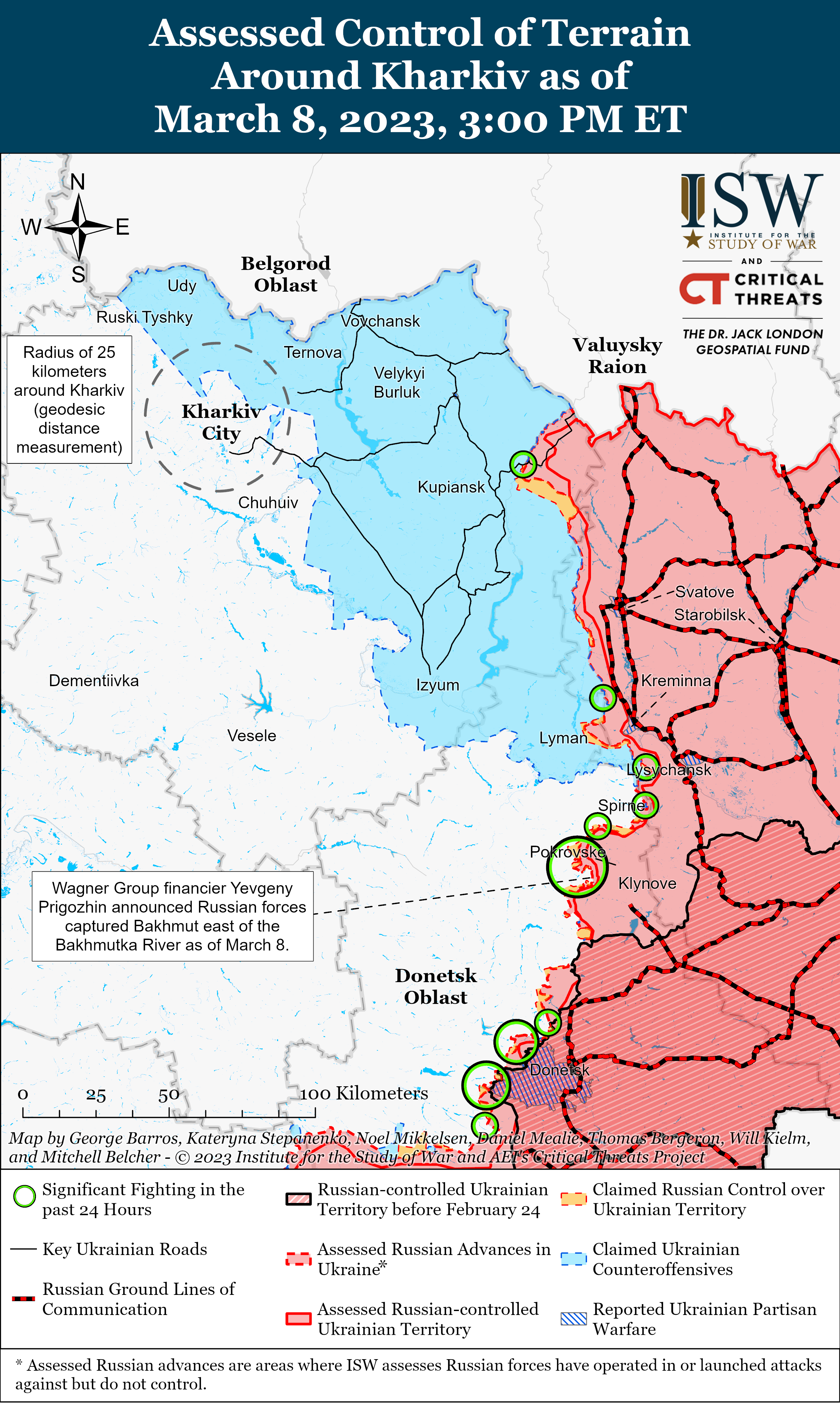 Россияне не смогли окружить Бахмут: карты боев от ISW