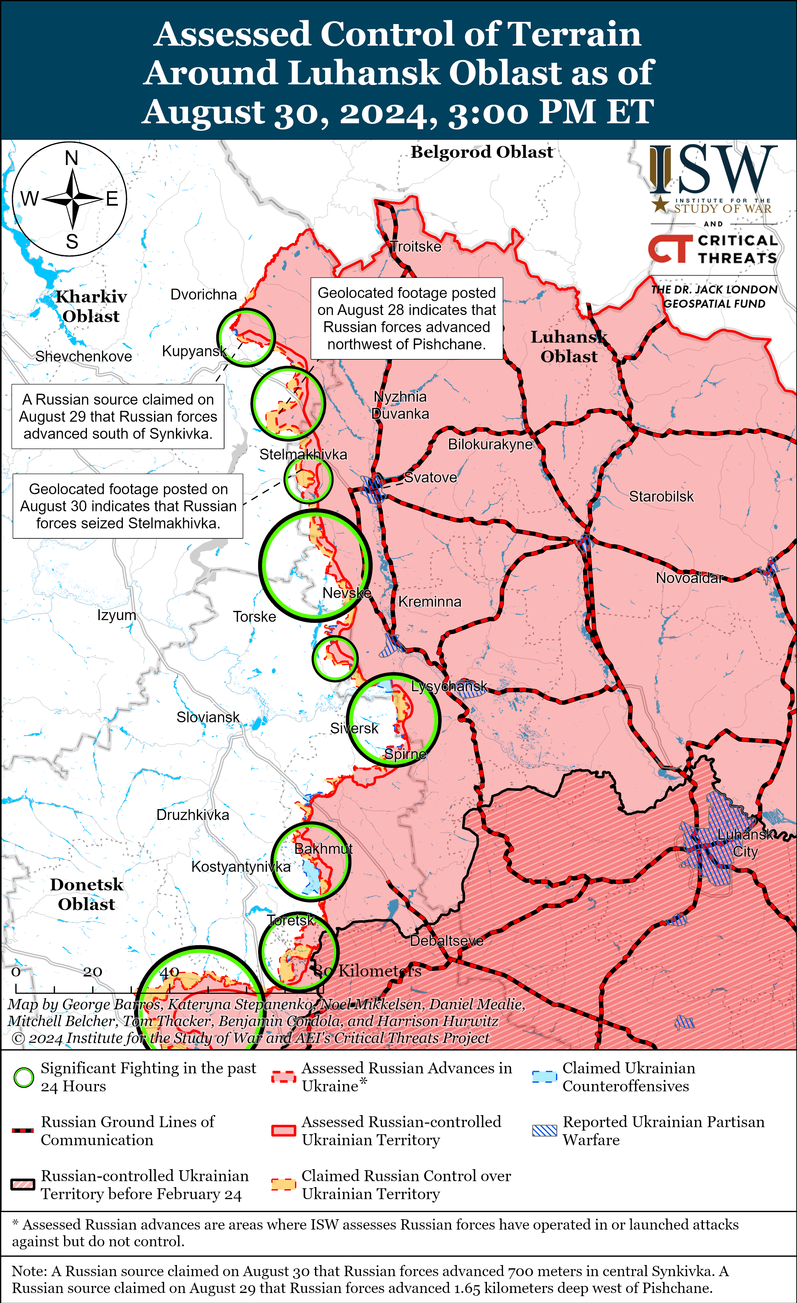 Росіяни просунулися на Куп’янському, Покровському і Донецькому напрямках: карти ISW