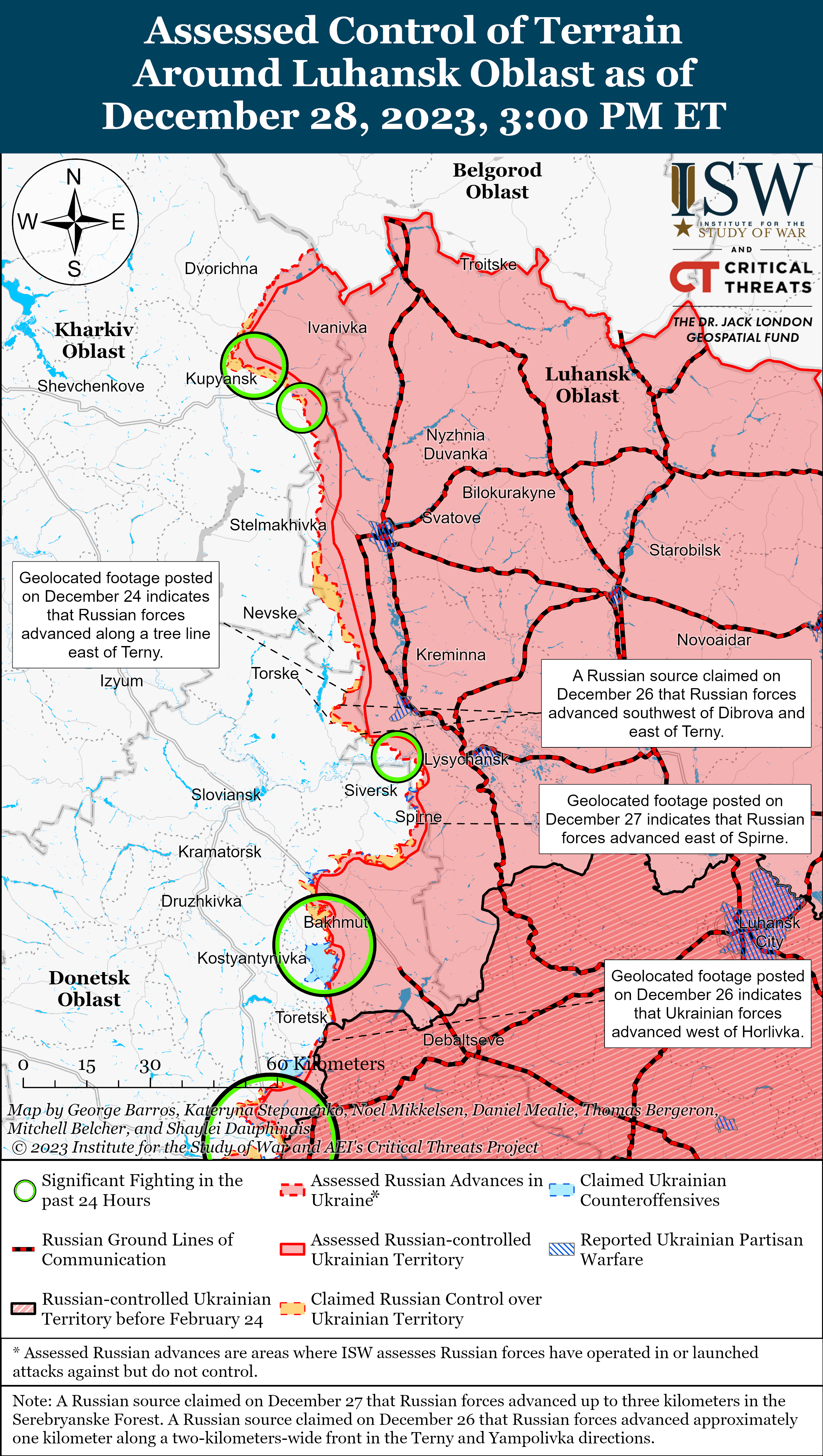 ВСУ продвинулись вблизи Бахмута: карты боев ISW