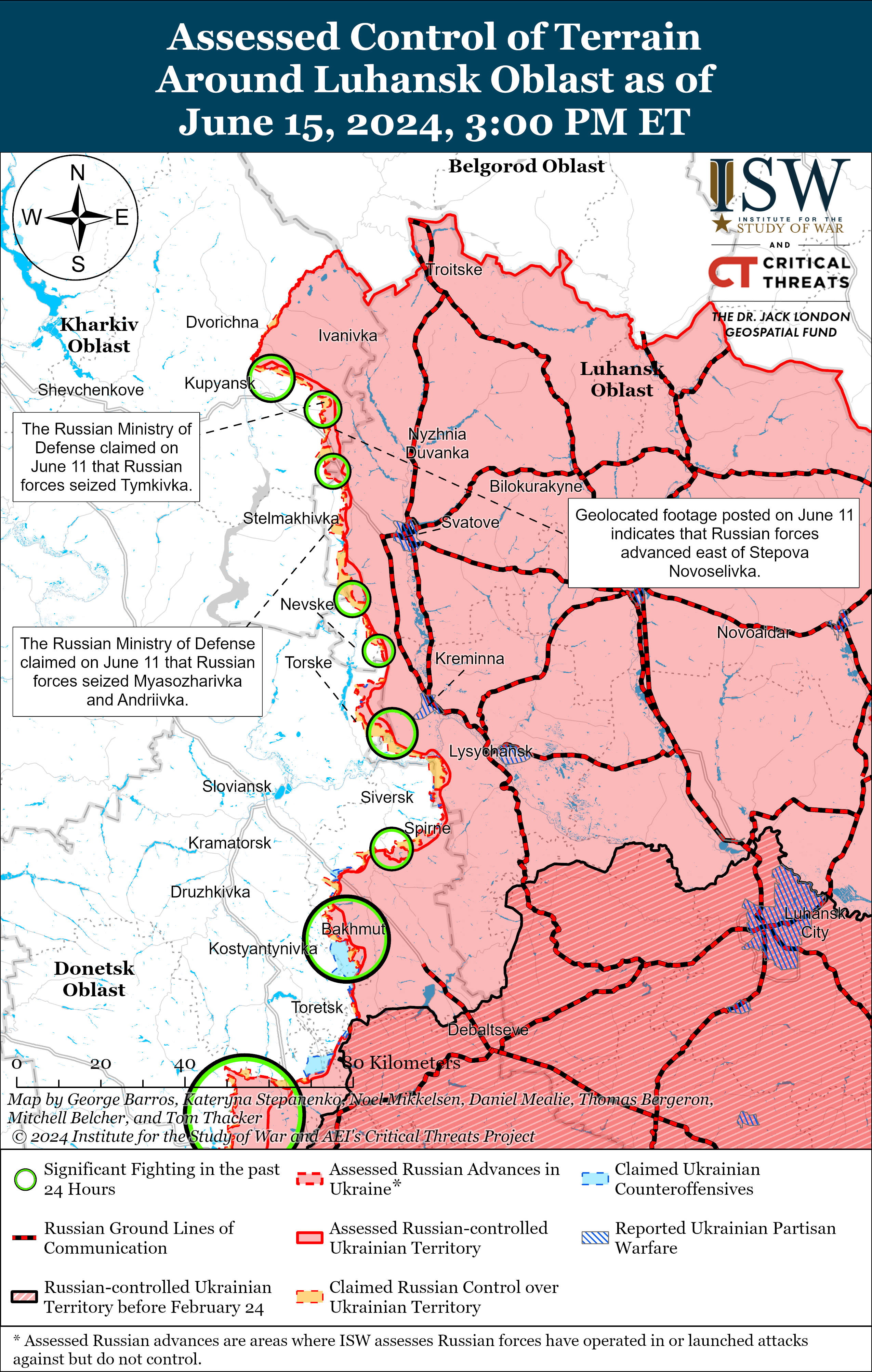 Окупанти просунулися під Куп’янськом і Авдіївкою: карти ISW
