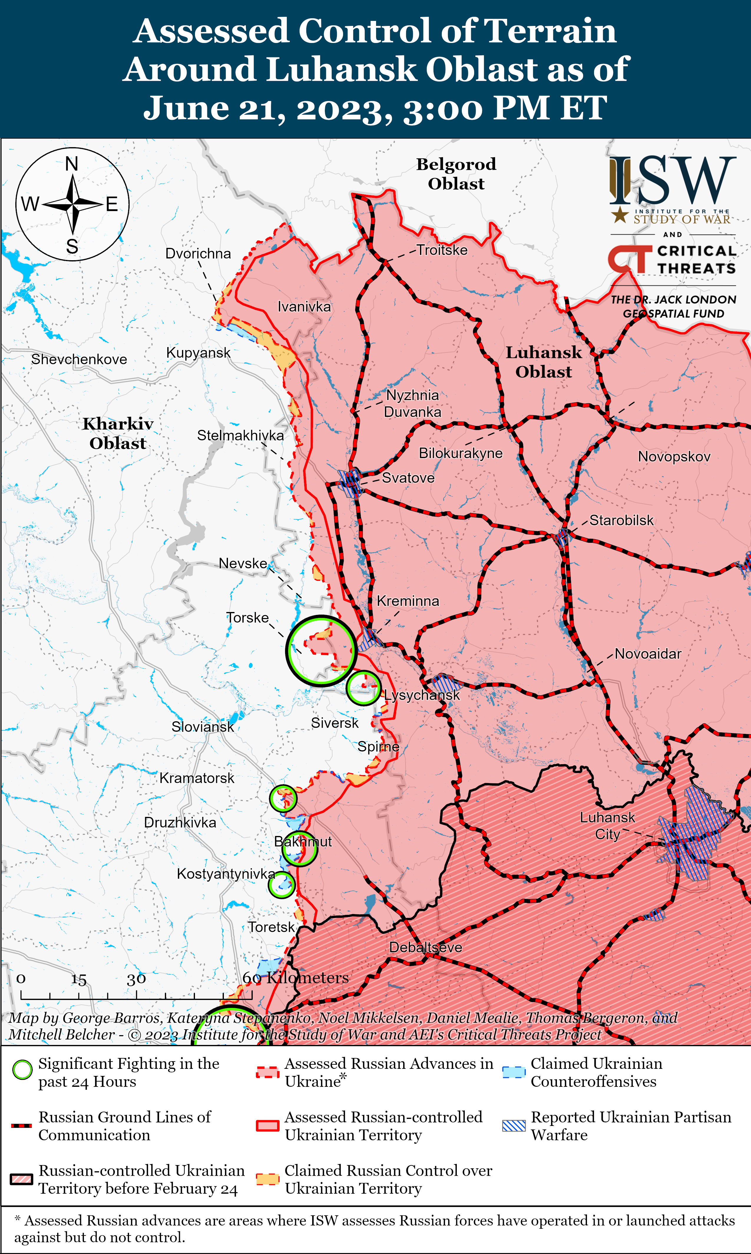 Українські війська  атакують на сході та півдні вирівнюючи лінію фронту: карти боїв ISW