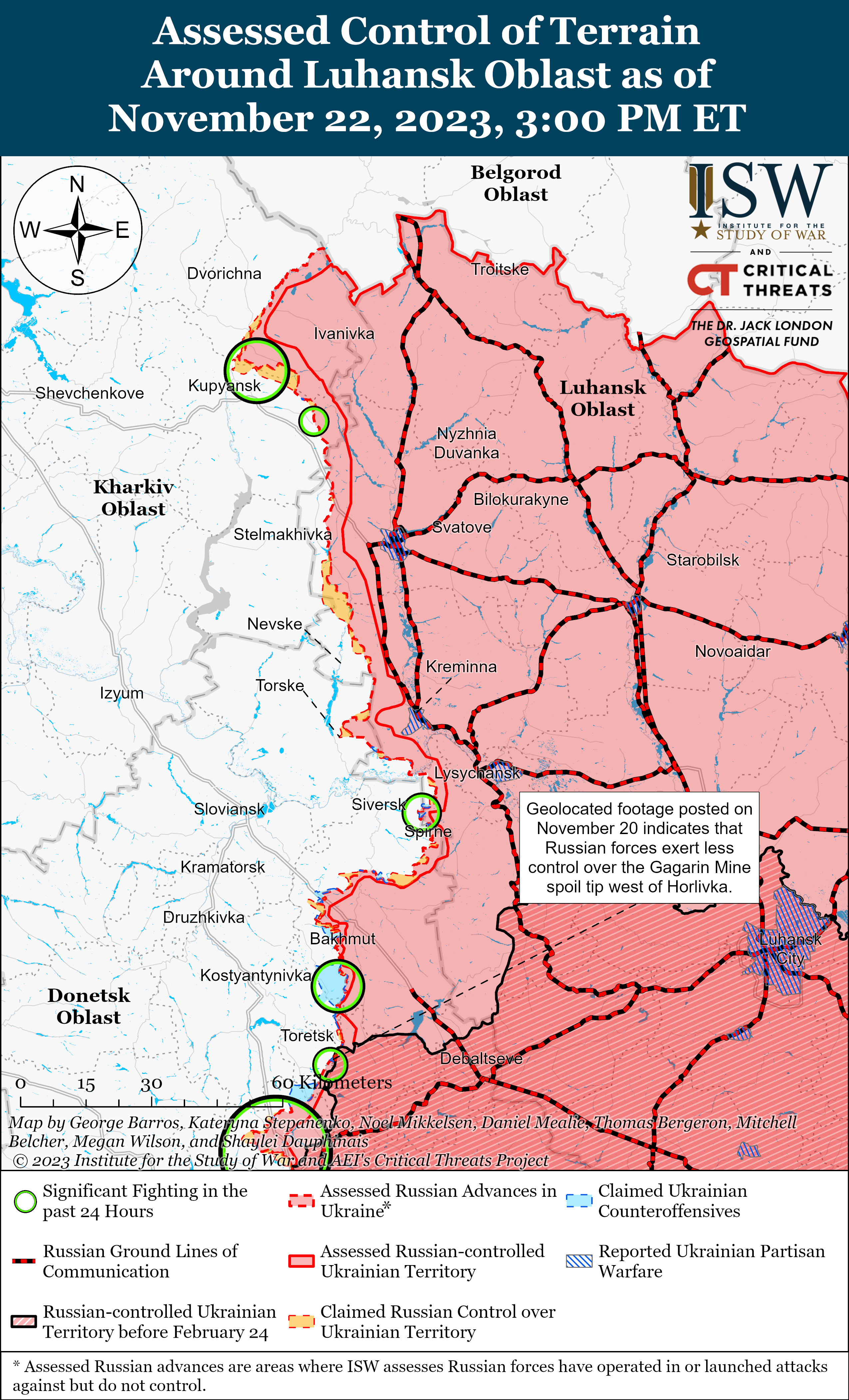 ЗСУ атакують на кількох напрямках на лівому березі Херсонської області: карти боїв ISW