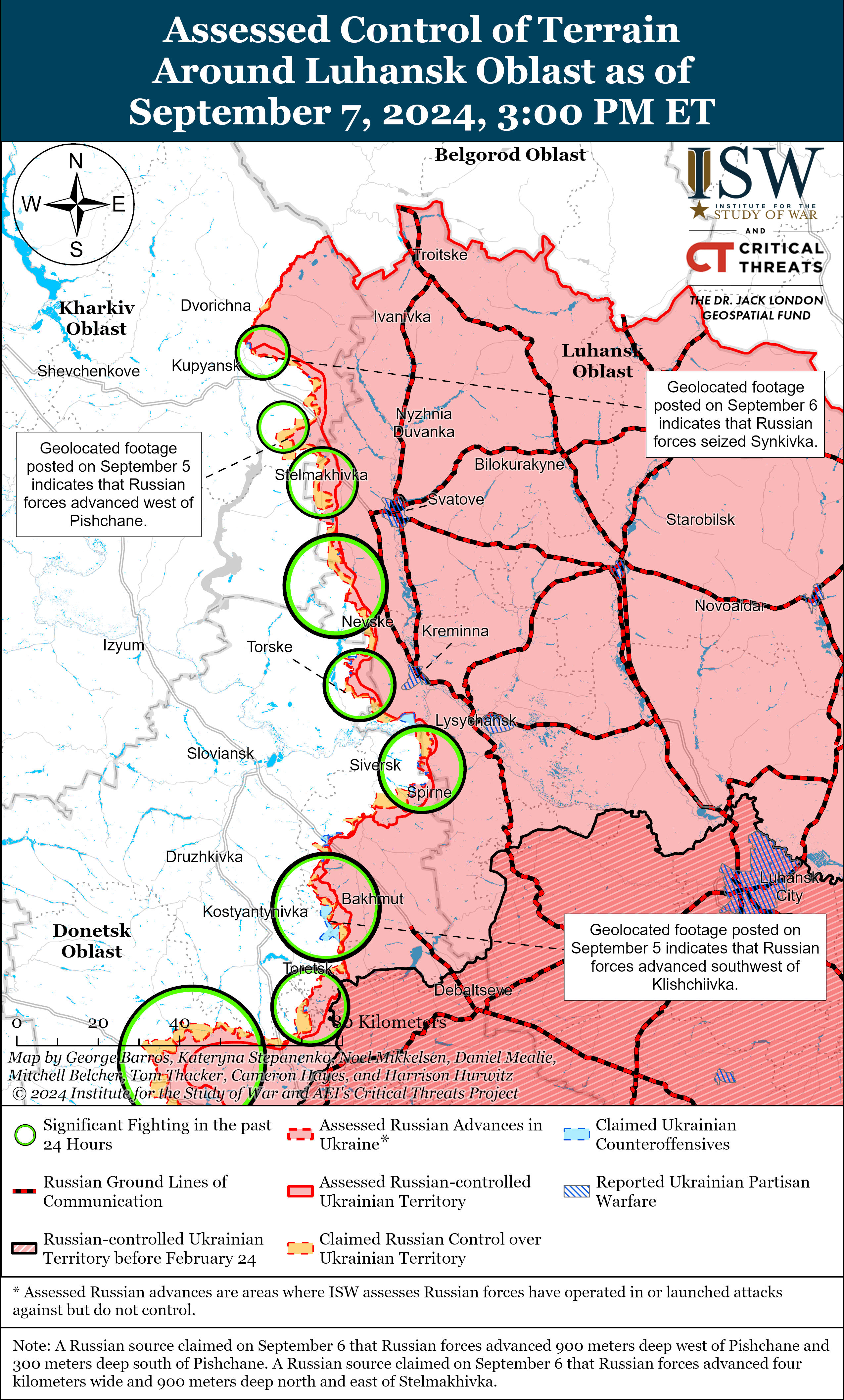 Росіяни захопили Синьківку в Харківській області і просунулися ще на трьох напрямках: карти ISW