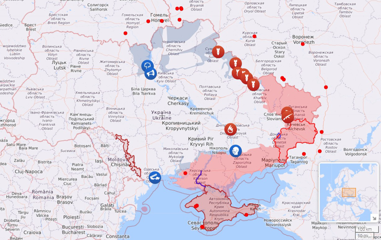Карта военных действий на украине май 2022