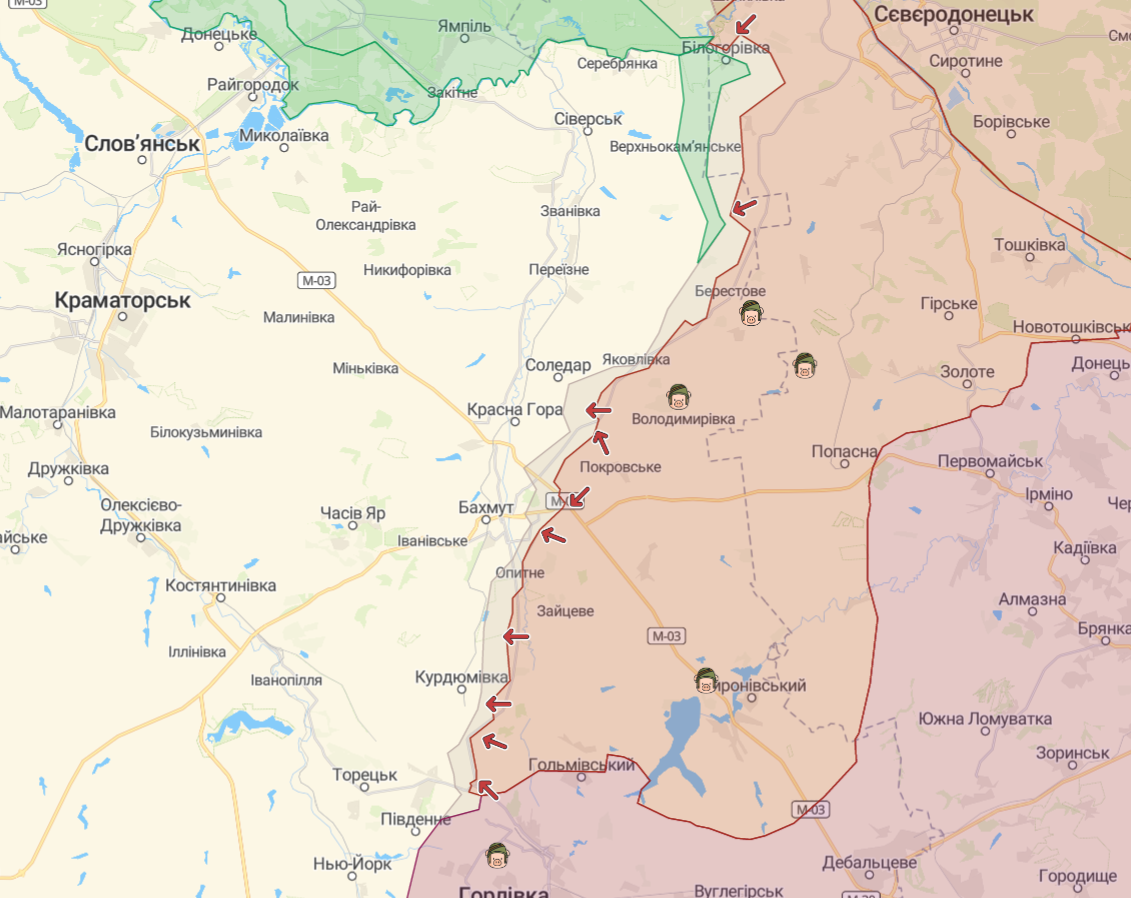 Обновлена карта боевых действий: оккупантам не удается закрепиться в Павловке