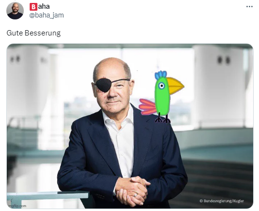 Шольц вперше показався після того, як упав лицем на асфальт. Йому нагадали про страждання українців