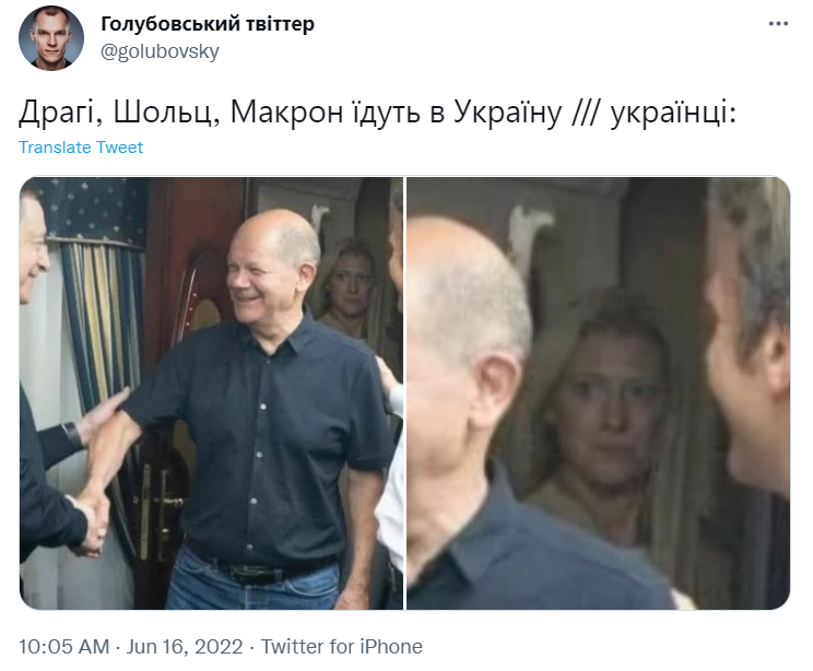 Капитулировал несколько раз: сеть взорвалась мемами о визите Шольца, Макрона и Драги в Киев