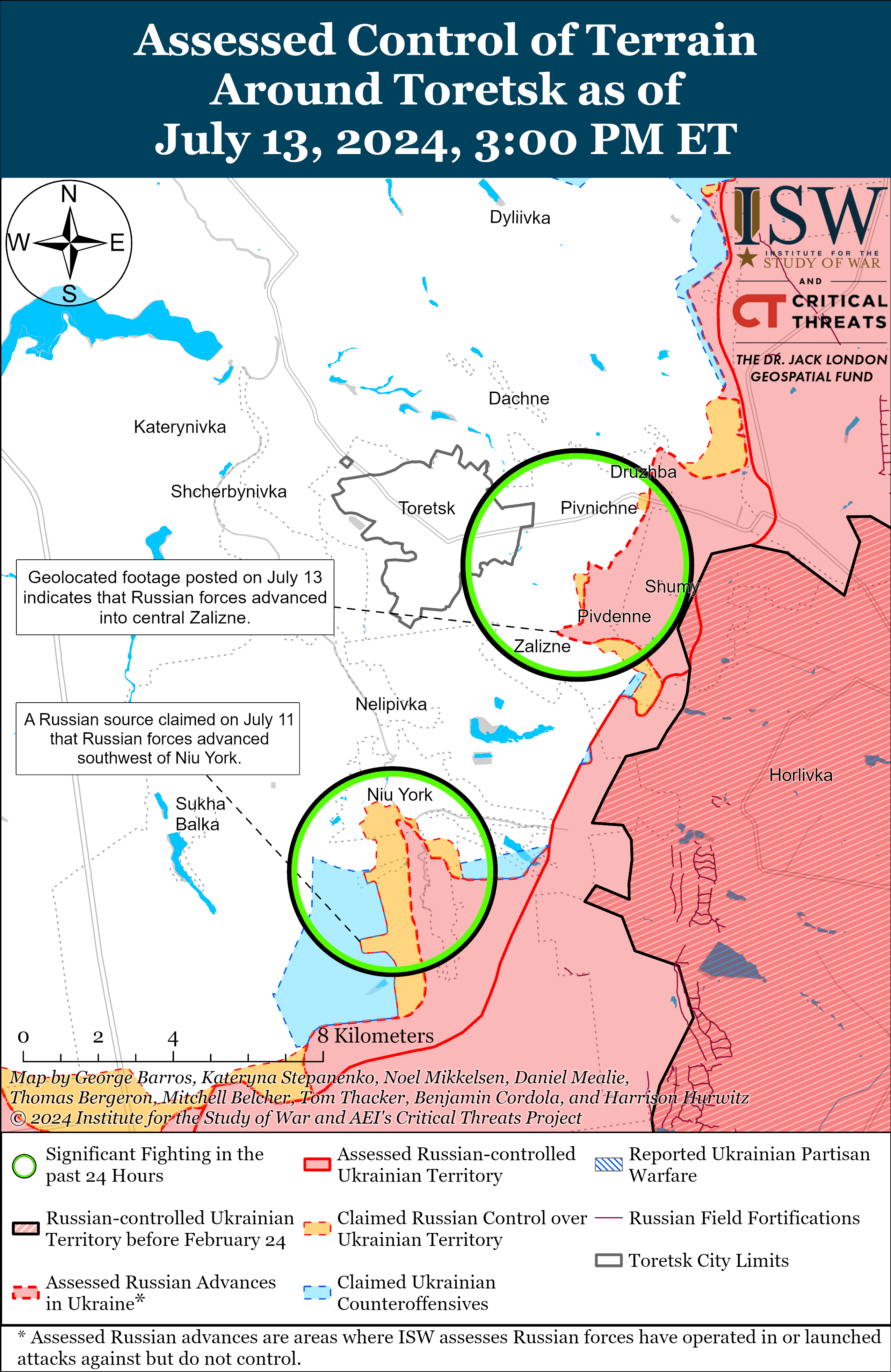 РФ просунулася на півночі Урожайного і ще на двох напрямках, українці теж ідуть вперед: карти ISW
