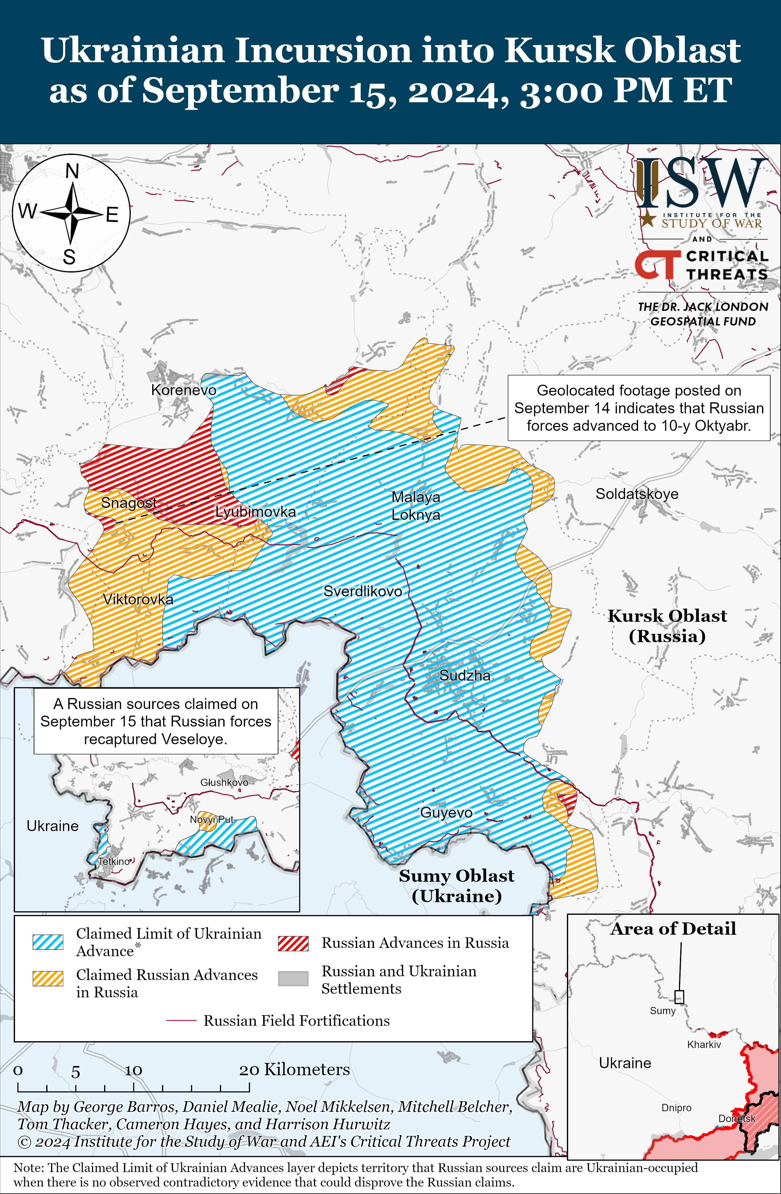 Россияне продвинулись на трех направлениях в Украине, а также в Курской области: карты ISW