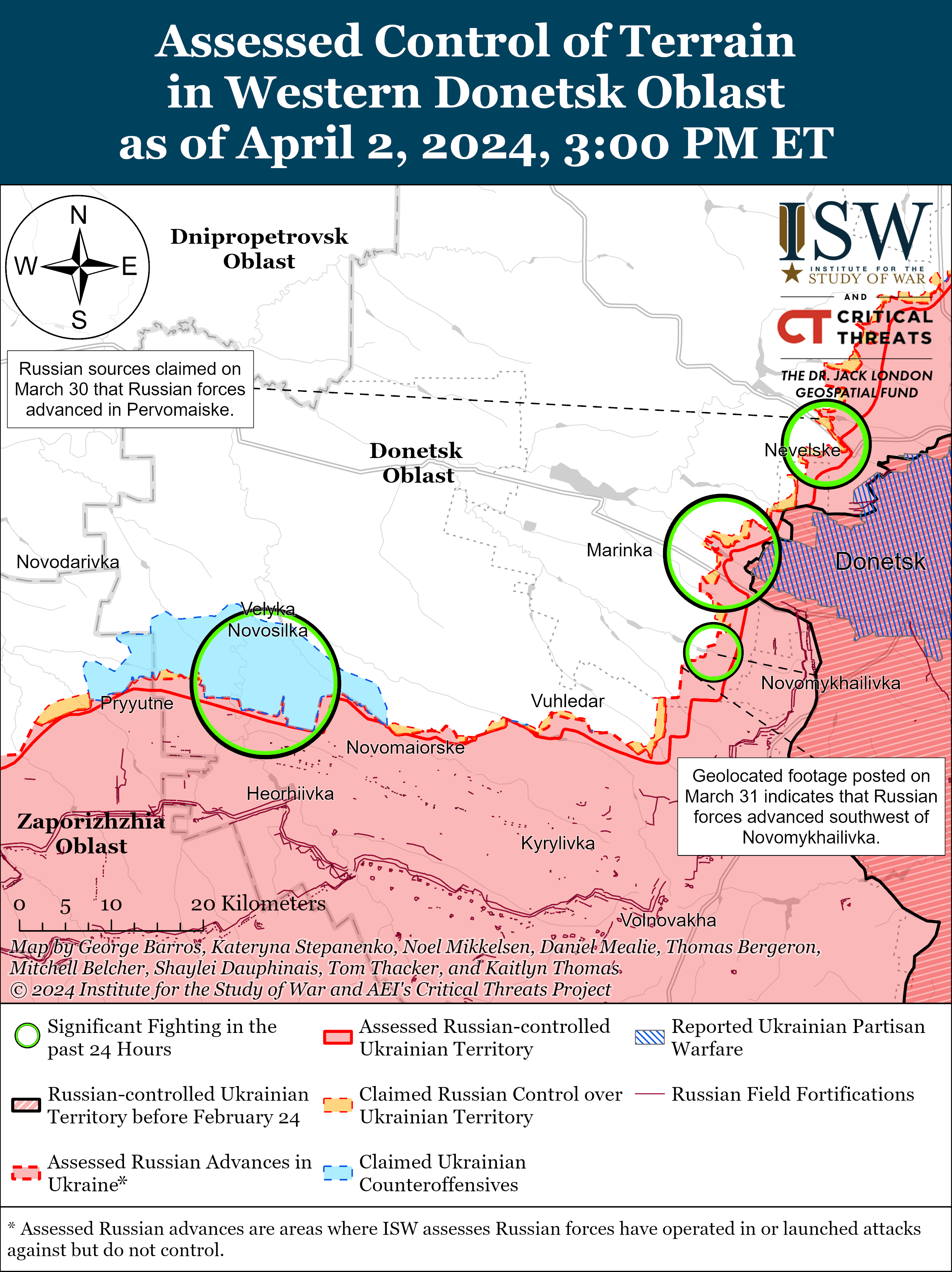 Россияне атакуют по нескольким направлениям: карты ISW