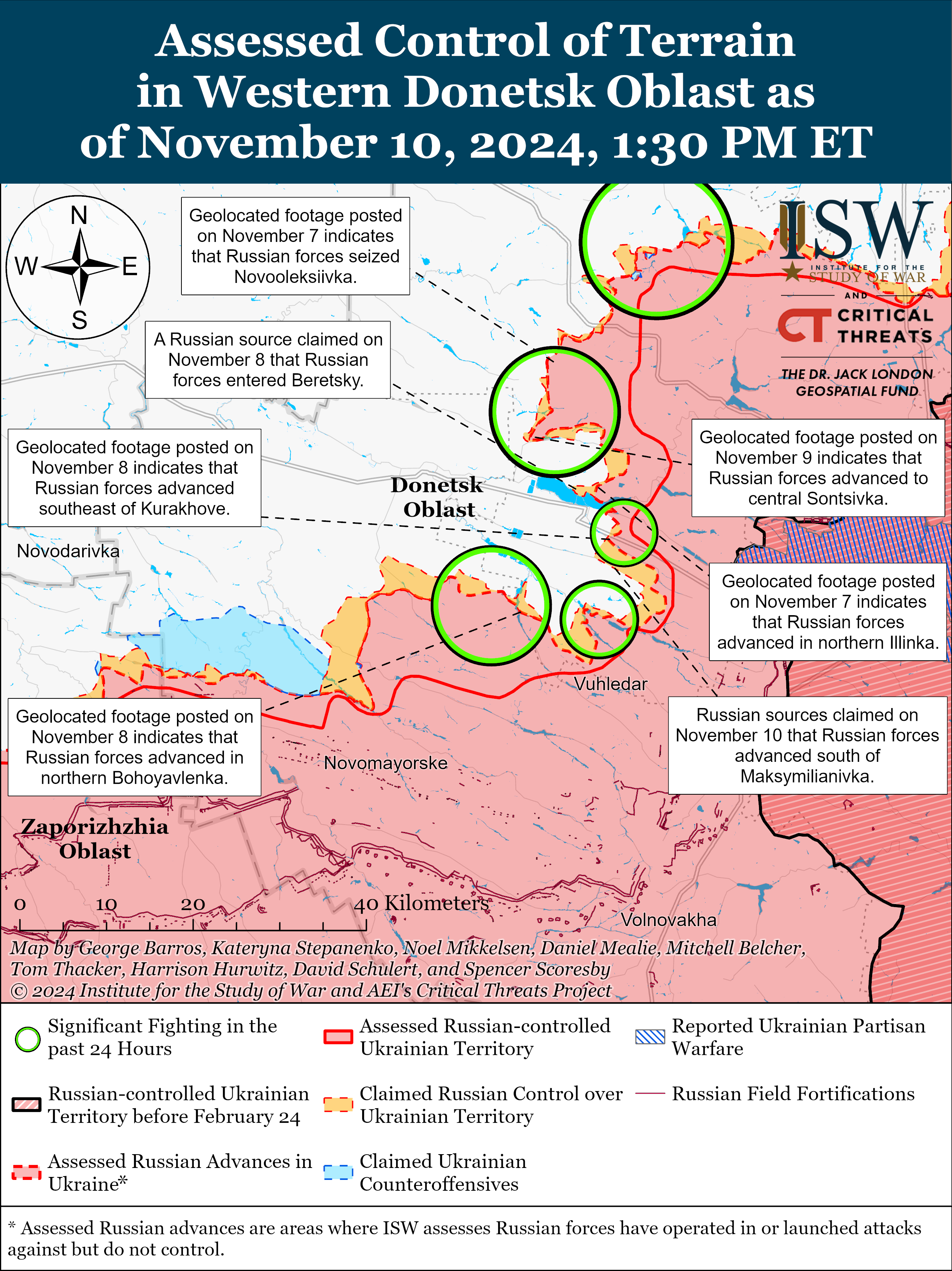 Российские оккупанты продвинулись в Украине лишь на одном направлении: карты ISW