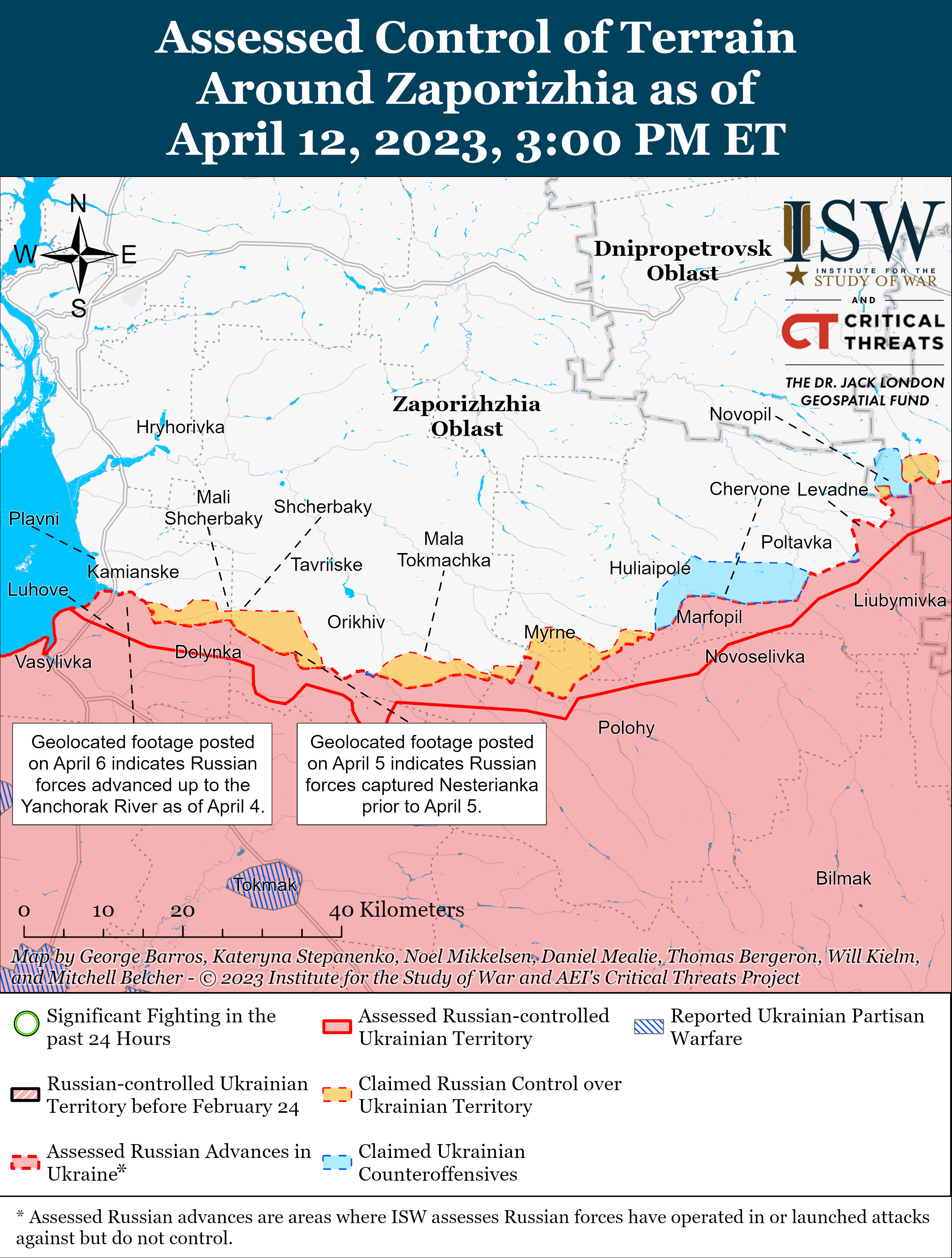 Росіяни вибудували три рівні оборони в Запорізькій області: карти боїв від ISW