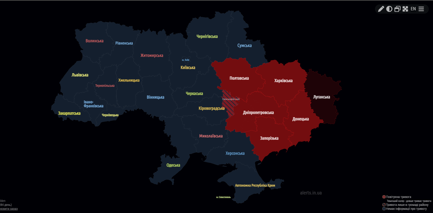 Карта воздушных тревог в украине онлайн реальном времени