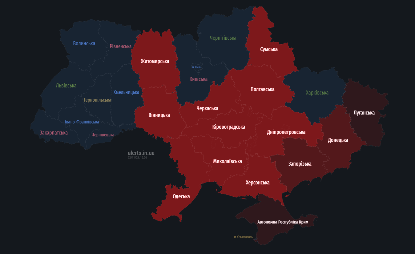 По Украине распространяется воздушная тревога, есть риск применения баллистики