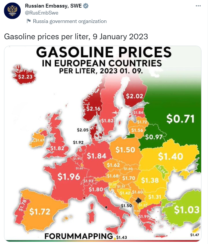 Посольство РФ в Швеции признало, что Крым и другие захваченные регионы - это Украина