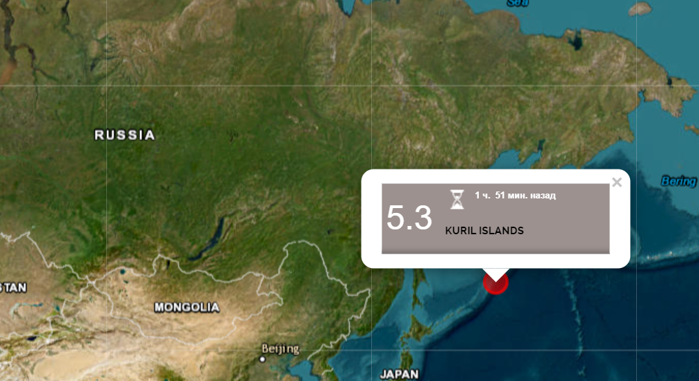 В России зафиксировано землетрясение магнитудой 5,3