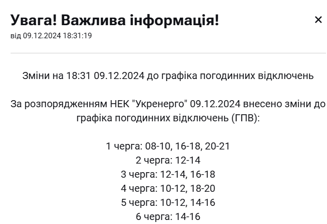 В &quot;Укрэнерго&quot; экстренно продлили действие графиков отключения света