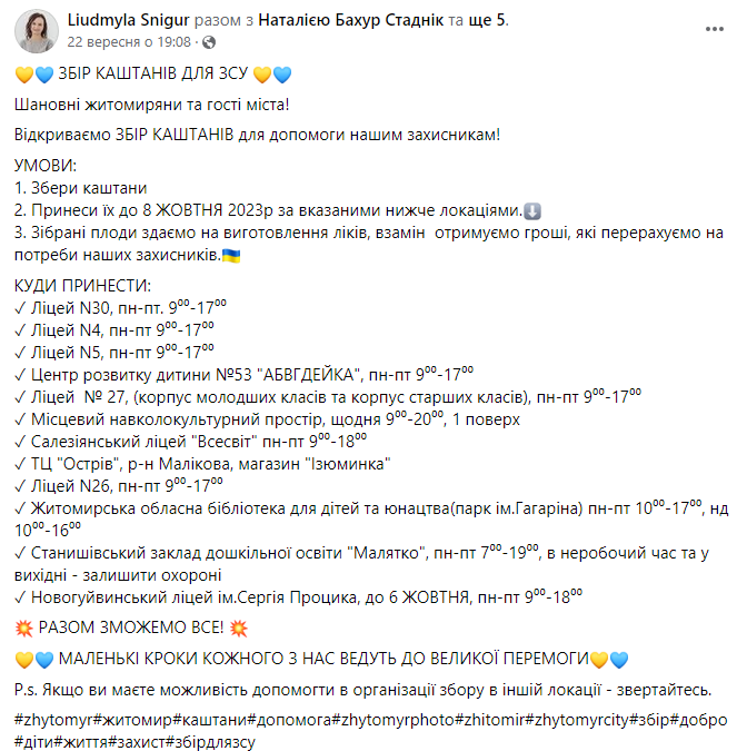 Порада на мільйон. Де можна здати каштани і хто за це платить найбільше