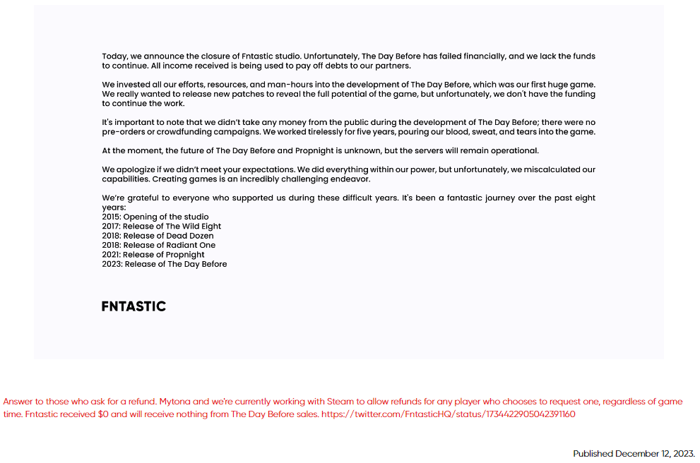 Российский след. The Day Before закрывают и удаляют из сети: вернут ли деньги геймерам