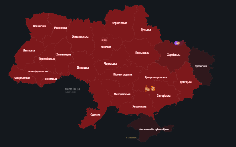 Третий раз за день. В Украине объявили масштабную тревогу из-за носителя 