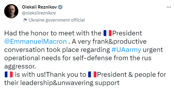 Резников встретился с Макроном и обсудил безопасность Украины