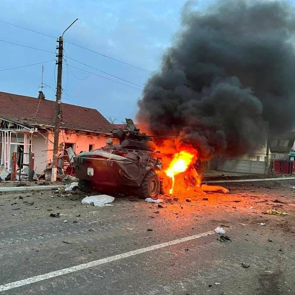 Тероборона Киева уничтожила колонну вражеской техники