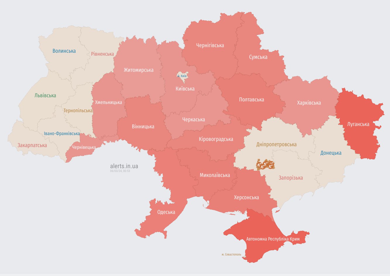 У Київській області ППО працює по російських дронах-камікадзе