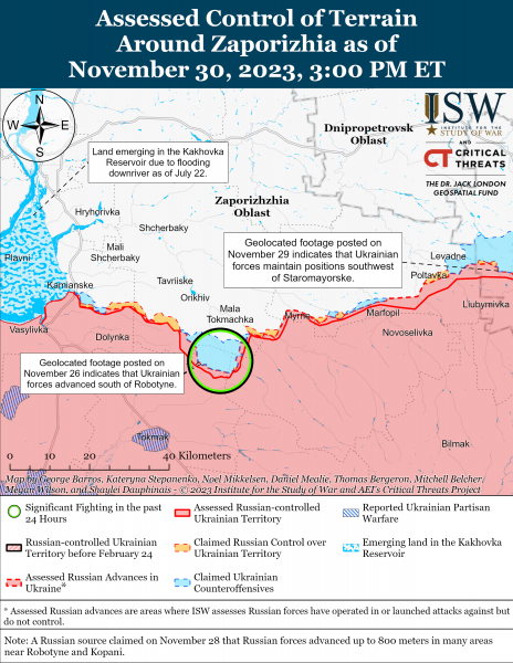 ЗСУ намагаються просунутись на лівому березі Херсонської області: карти боїв ISW