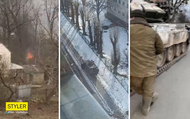 Украинцы останавливают танки и жгут вражескую технику коктейлями "Молотова": видео и фото