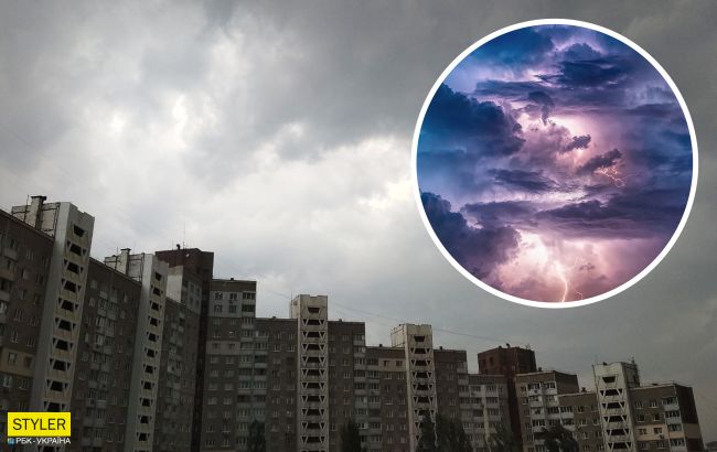 Апокалипсис в Киеве: буря срывает заборы и сносит рестораны (видео)