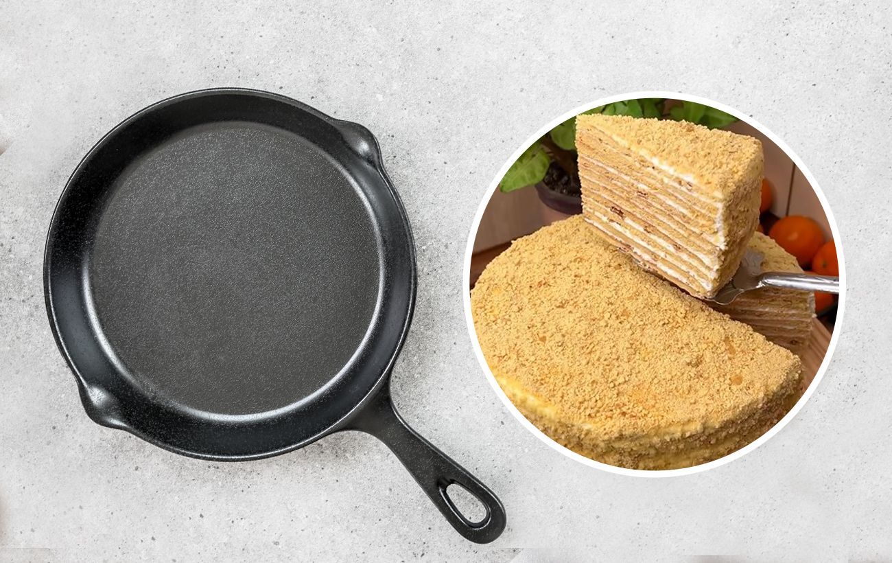 Медовый торт на сковороде со сметанным кремом — Кулинарные рецепты любящей жены
