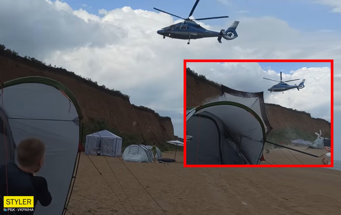 The helicopter destroyed the camping of tourists in the resort of Gribovka, video