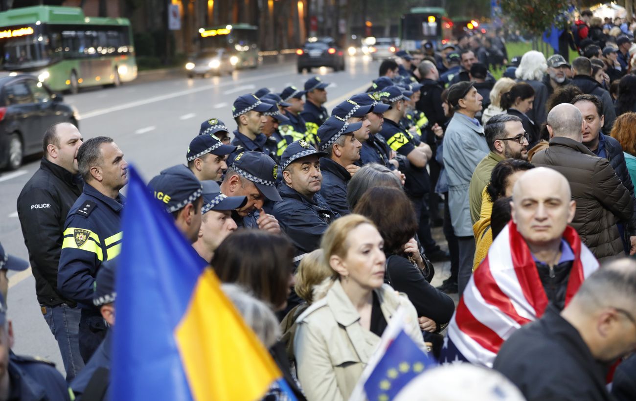 Detention of Ukrainian Woman during Protest against Russian Liner in Georgia