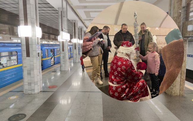 У київському метро під час обстрілів для дітей влаштували новорічне свято (фото)