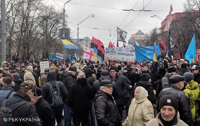 В Киеве сторонники  Саакашвили перекрыли движение по улице Владимирской