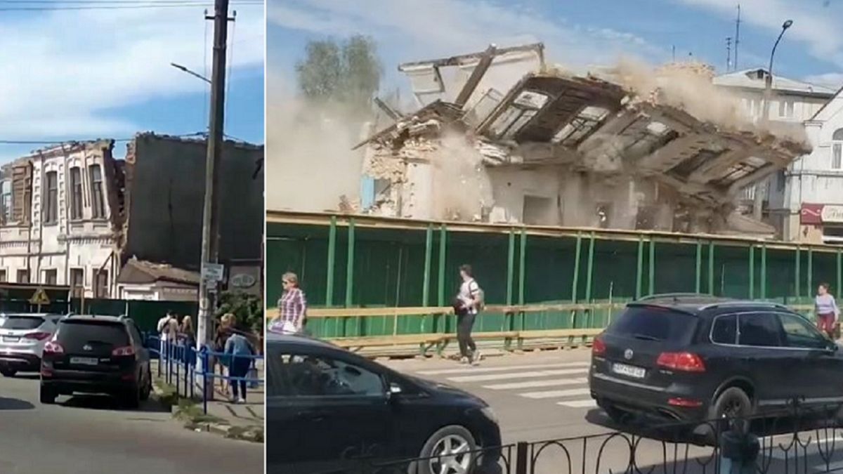 В Житомире стена здания упала на прохожих во время сноса, видео | Стайлер